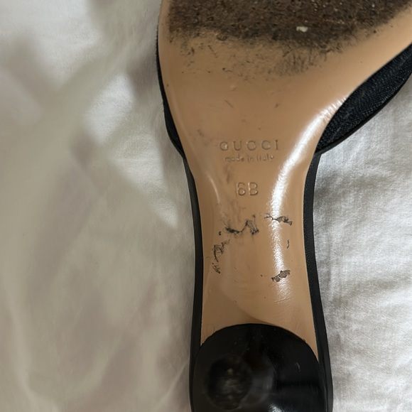 Gucci Black Guccisima Fabric Slide Heels with Red & Green Bow - size 6 - Picture 8 of 8